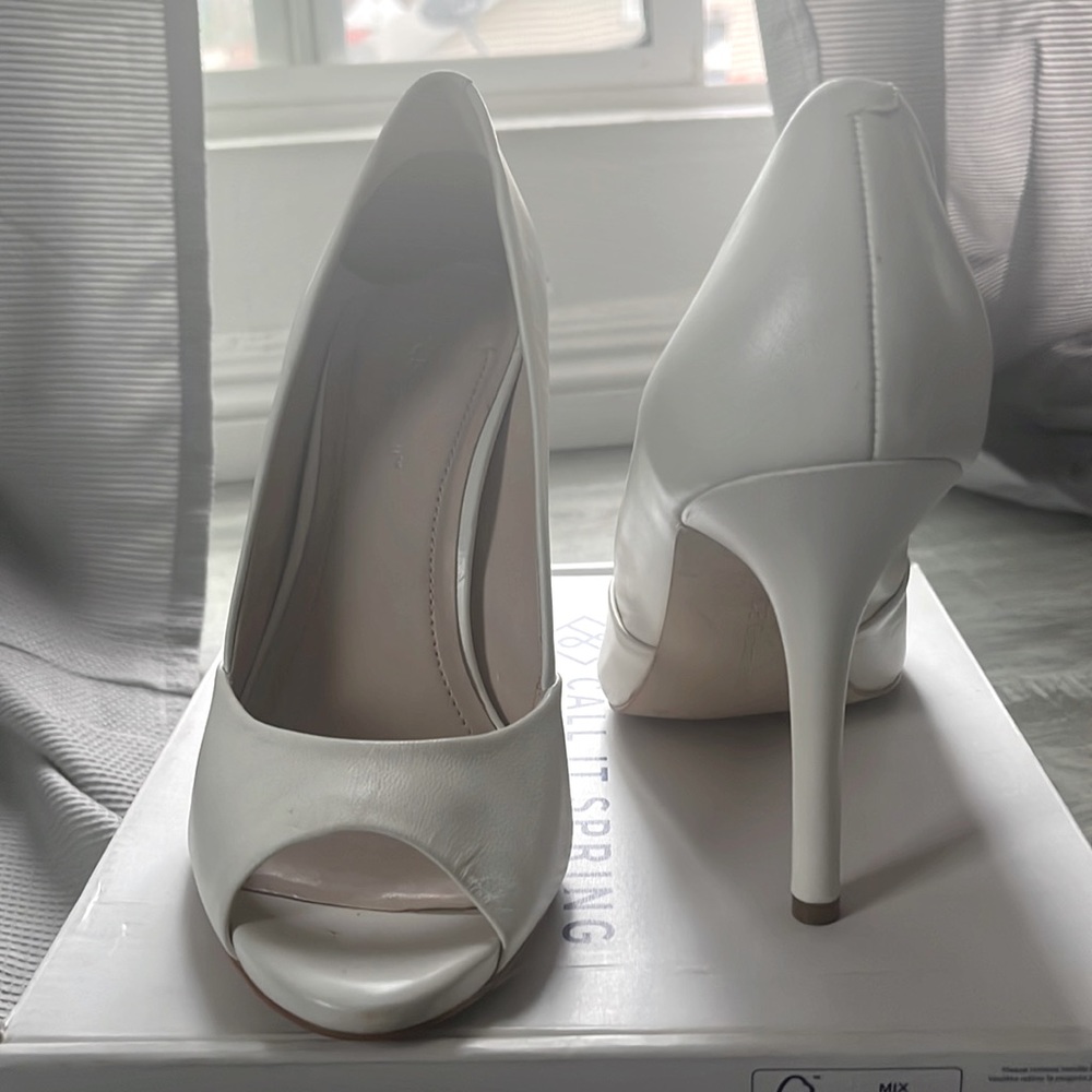 COPY - White BCBG peep toe pumps! 3.5 heel